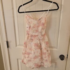 Windsor Floral Lace Mini Dress - Pink and Cream
